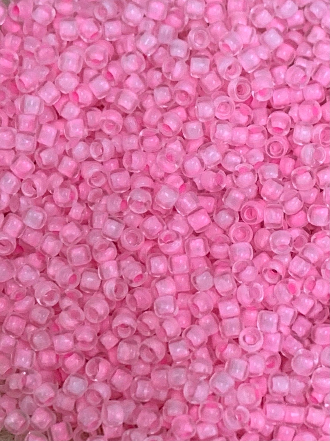 crystal lined carnation seed beads